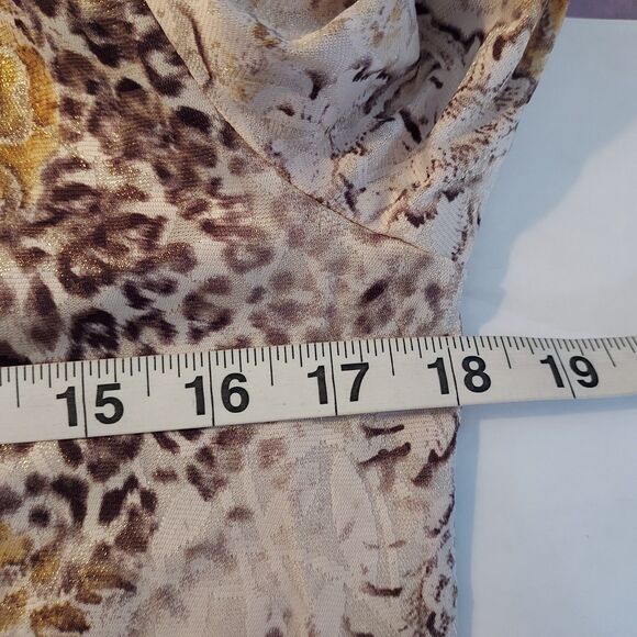 St John Collection Mock Neck Shirt Top Size 8 Long Sleeve Back Zip Mixed Print - Picture 10 of 13